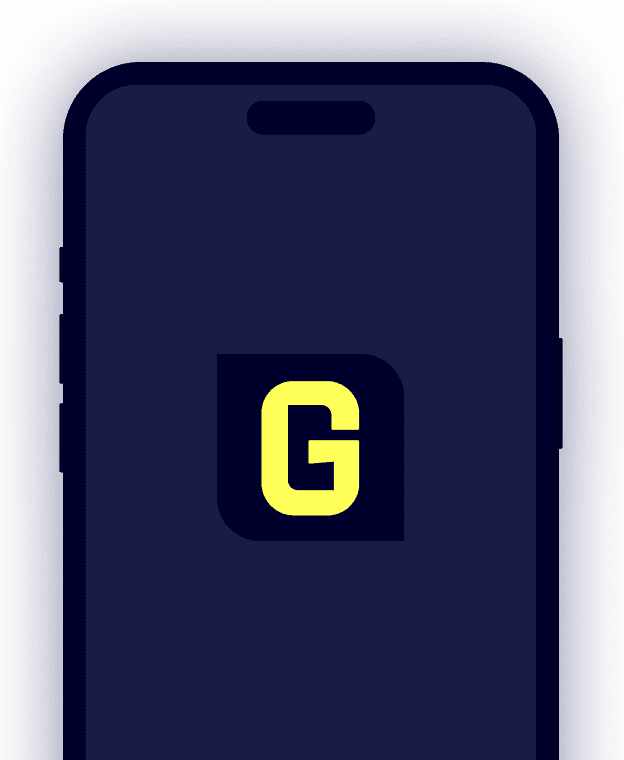 A mobile screen displaying the app store logo for Gigasure, featuring a single yellow G