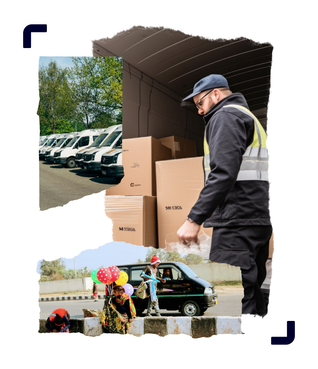 A driver unloading and delivering packages from a van