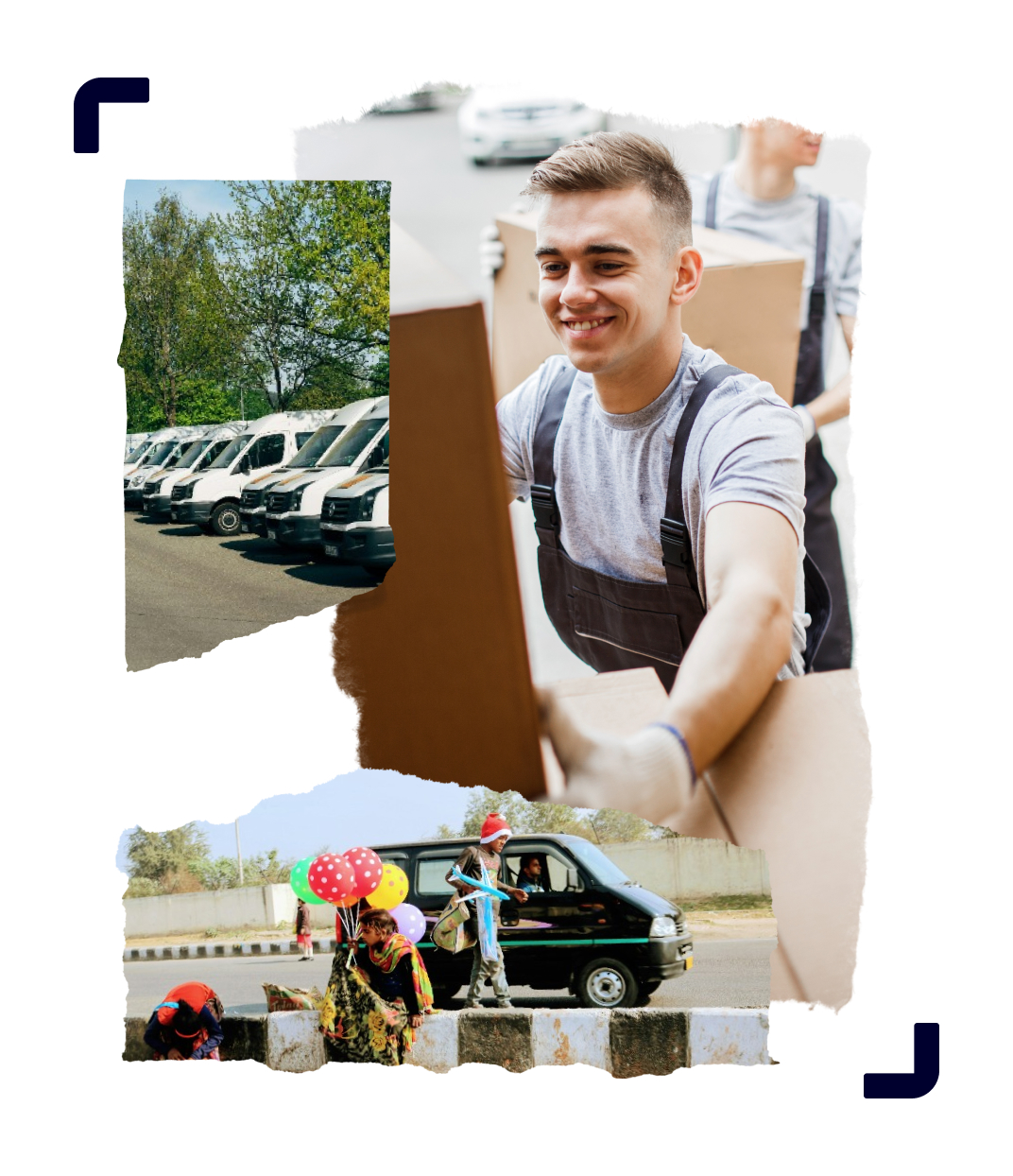 A driver unloading and delivering packages from a van